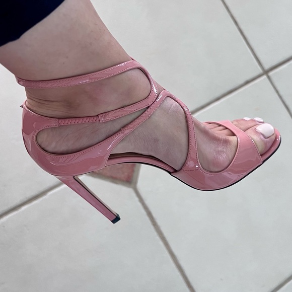 Sunset Peach Jimmy Choo Patent Sandals - Picture 11 of 14